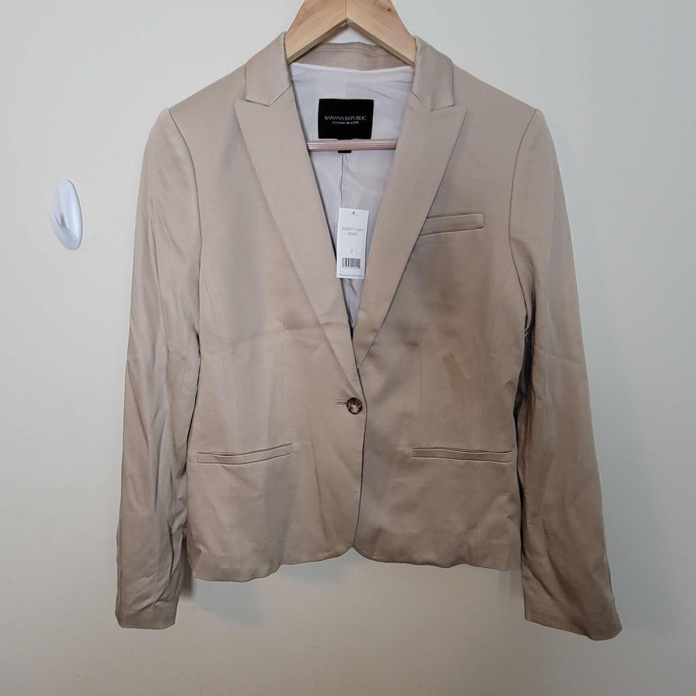 BANANA REPUBLIC CLASSIC BLAZER Beige One Button Lapel Size 2